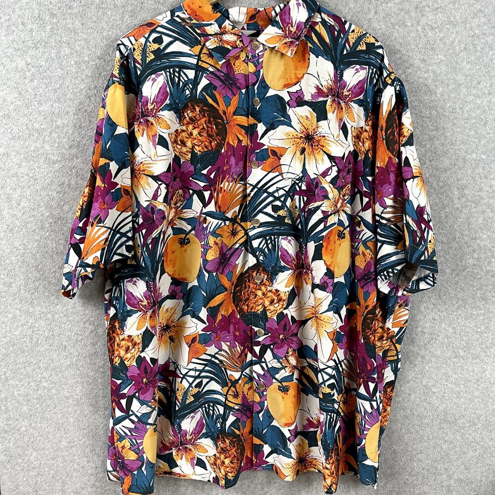Caribbean Hawaiian Shirt Size 3XB Bold Fruit Multicolor Tropical Button Up Modal